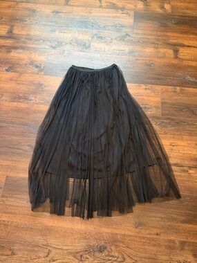 Origami by Vivian Black Mesh Maxi Skirt - Women's Layered Tulle Skirt